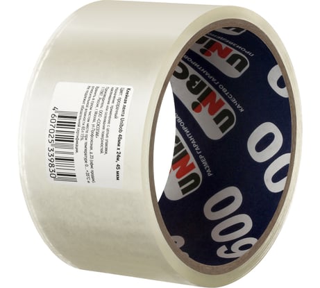 Упаковочная клейкая лента UNIBOB прозрачная 48 мм х 24 м, 45 мкм 214936