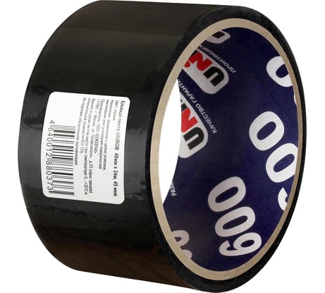 Упаковочная клейкая лента UNIBOB 600 черная 48 мм х 24 м, 45 мкм 214945