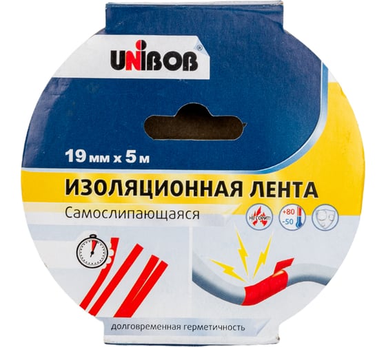 Самослипающаяся изолента ПВХ UNIBOB 19 мм х 5 м черная 211774