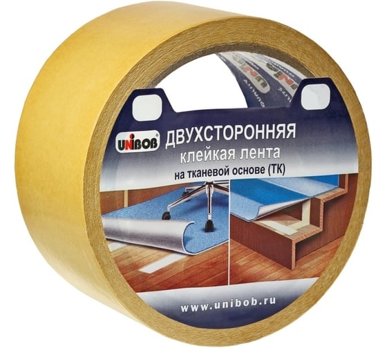 Двухсторонняя клейкая лента UNIBOB тканевая 25 мм х 25 м 211742