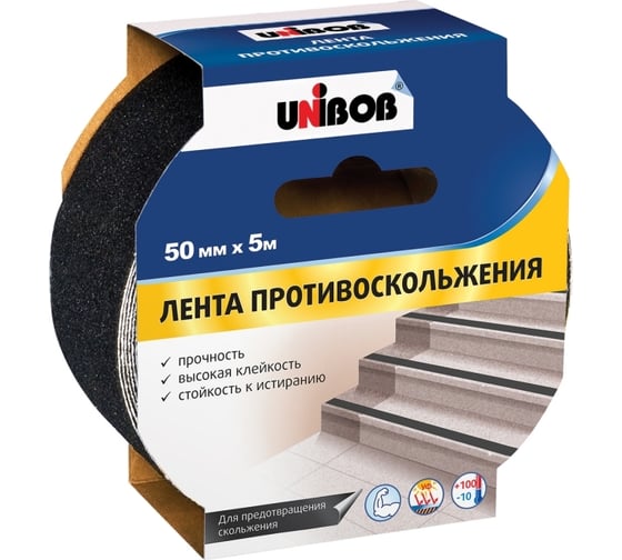 Клейкая противоскользящая лента UNIBOB 50 мм х 5 м черная 211776