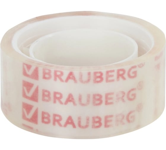 Клейкие ленты BRAUBERG 19 мм х 10 м, канцелярские, комплект 12 шт., прозрачные 223124