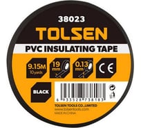 Изолента TOLSEN чёрная ПВХ, 19 мм х 0.13 мм х 9 м 38023