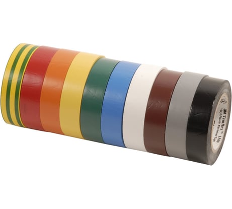 Изолента 3М ПВХ универсальная набор 10 рулонов 15 мм x 10 м 7100081327