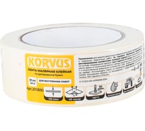 Лента малярная клейкая Korvus на крепированной бумаге 38мм х 40м, ЛА-00003429