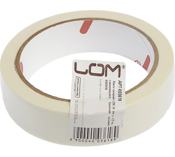 Малярная лента LOM 24 мм x 23 м, самоклеящаяся, бумажная основа 4003618