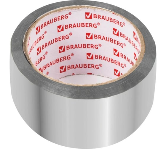 Клейкая алюминиевая лента BRAUBERG 50 мм х 40 м, термо- и морозостойкая 606769