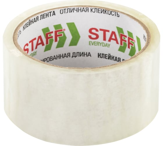 Клейкая лента STAFF упаковочная, 48 мм x 40 м, прозрачная, толщина 40 микрон 440087
