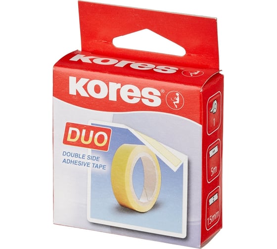 Двусторонняя канцелярская клейкая лента Kores 15х5 170371