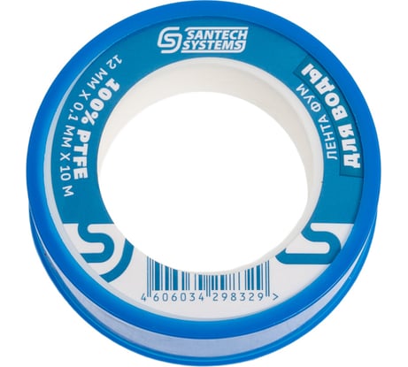 Лента ФУМ SantechSystems PTFE, катушка 12х0,1 мм, 10 м, вода 108-1451