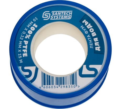 Лента ФУМ SantechSystems PTFE, катушка 19х0,12 мм, 15 м, вода 108-1454