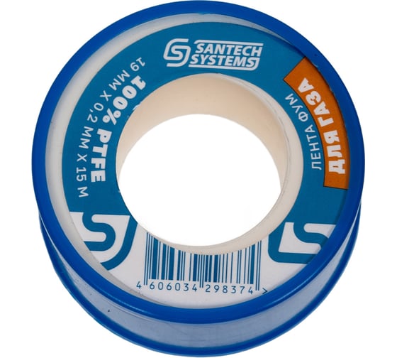 Лента ФУМ SantechSystems PTFE, катушка 19х0,2 мм, 15 м, газ 108-1456