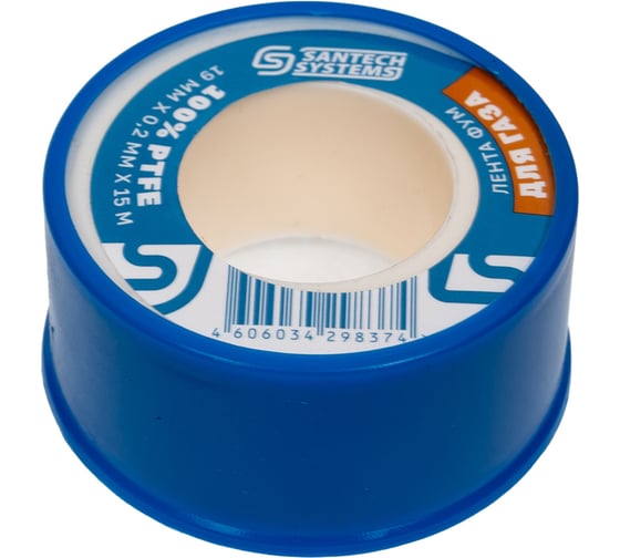 Лента ФУМ SantechSystems PTFE, катушка 19х0,2 мм, 15 м, газ 108-1456
