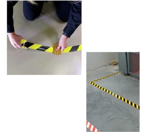 ПВХ лента ОПП для разметки Mehlhose GmbH толщина 190 мкм, цвет желто-черный 50 мм х 33 м KMLW05033