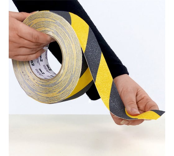 Противоскользящая лента Mehlhose GmbH цвет желто-черный, 50 мм х 18,3 м M1WR050183