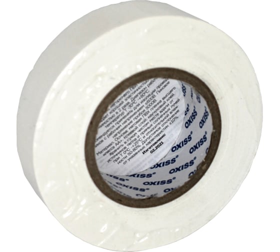Изолента ПВХ Oxiss 150 мкм 19мм х20м, белая 4630025425074