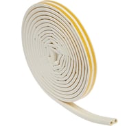 Резиновый уплотнитель TUNDRA krep профиль D, размер 9х8 мм, белый, в упаковке 10 м 3794722