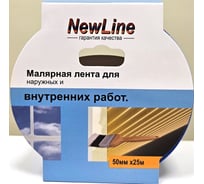 Клейкая лента малярная синяя 50 мм х 25 м для наружных и внутренних работ NewLine 1051