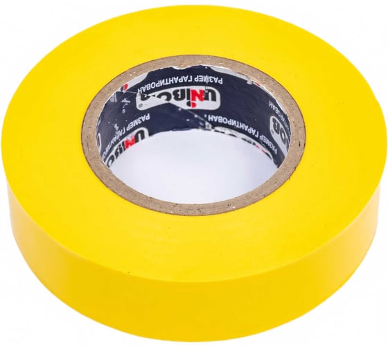 Изолента ПВХ UNIBOB 19 мм х 20 м, желтая, 150 мкм 211752