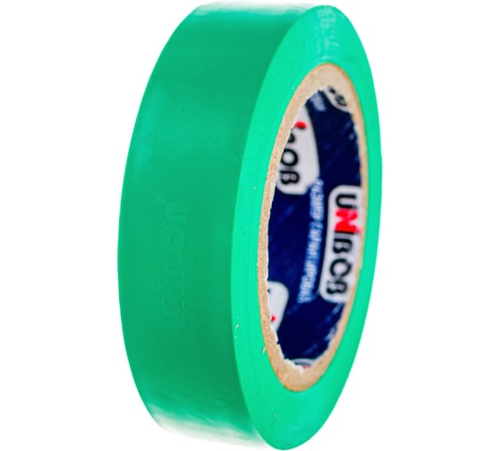 Изолента ПВХ UNIBOB 15 мм х 10 м, зеленая, 130 мкм 211769