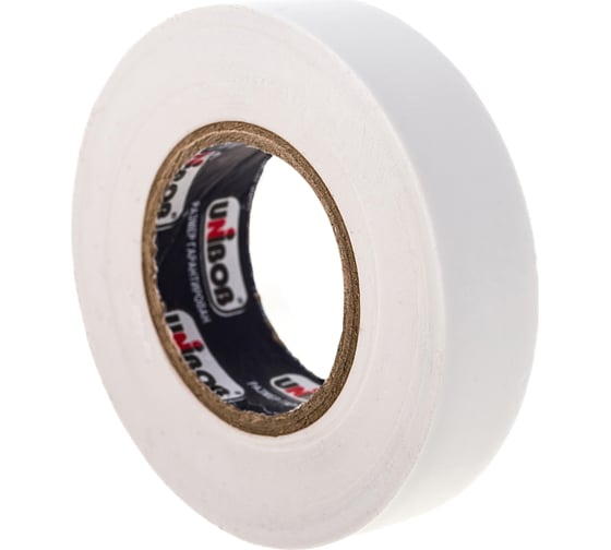 Изолента ПВХ UNIBOB 19 мм х 20 м, белая, 150 мкм 211754