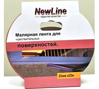 Клейкая лента малярная NewLine розовая 25 мм х 25 м для чувствительных поверхностей 01056