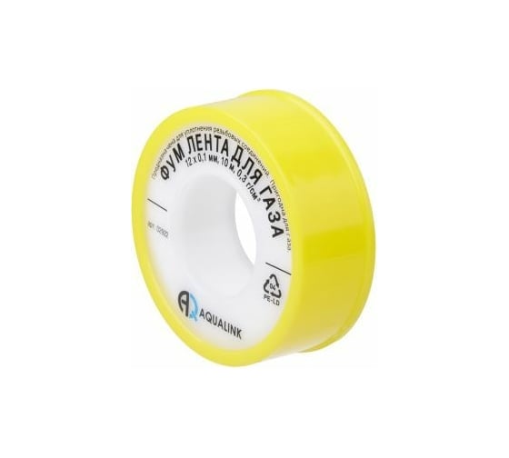 ФУМ лента для газа AQUALINK 12х0,1 мм, 10 м 02922