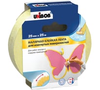 Малярная лента UNIBOB Профи 25 мм х 25 м, для изогнутых поверхностей, желтый 211736 16518680