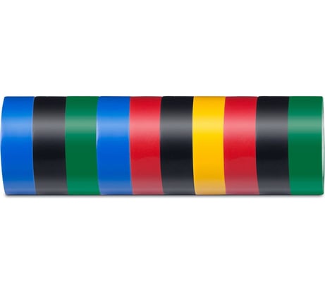 Изоляционная лента STEKKER 0,13x19 мм, 100 м, комплект 10 штук, мультиколор INTP01319-100 39290
