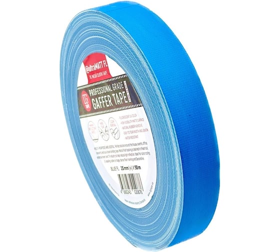 Клейкая лента DGTAPE ultraMATT - Гаффа тейп 25мм/50м - Голубой (светится в ультрафиолете) UMF25/50/BL 1