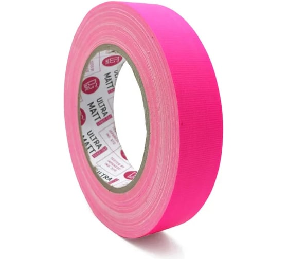 Клейкая лента DGTAPE ultraMATT - Гаффа тейп 25мм/25м - Розовый (светится в ультрафиолете) UMF25/25/P 1