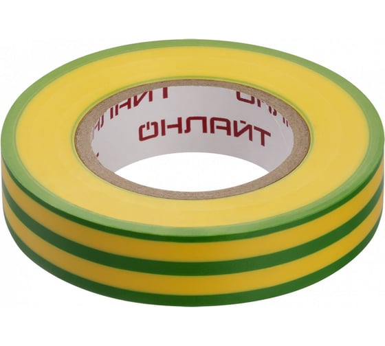 Изолента ОНЛАЙТ 90 600 OIT-B15-20-YG ПВХ желто-зеленая (Китай) 90600