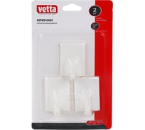 Крючки самоклеящиеся VETTA на блистере, 3шт, белый, прямоуг 440-402