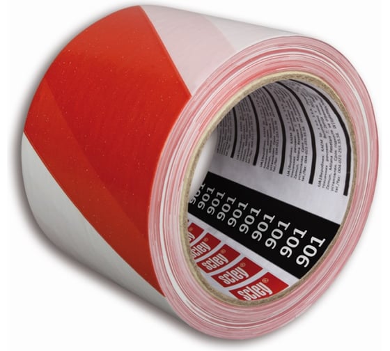 Сигнально - ограждающая лента SCLEY 80мм x 100 м, двухсторонняя, красно-белая 0370-010008