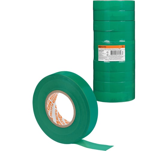 Изолента ПВХ TDM ELECTRIC 0,15x19 мм, Зеленая, 25 м, 10 шт. TDM SQ0526-0084