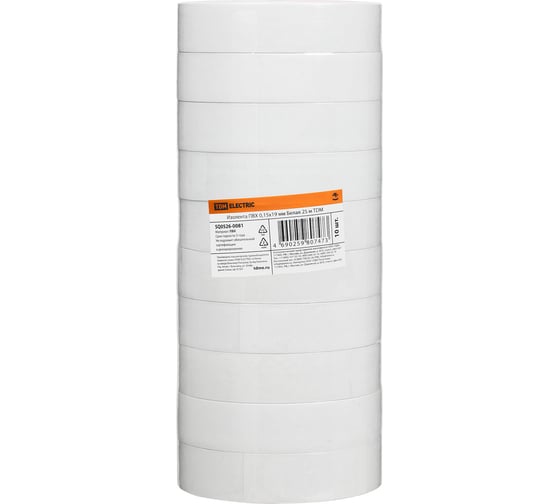 Изолента ПВХ TDM ELECTRIC 0,15x19 мм, Белая, 25 м, 10 шт. TDM SQ0526-0081