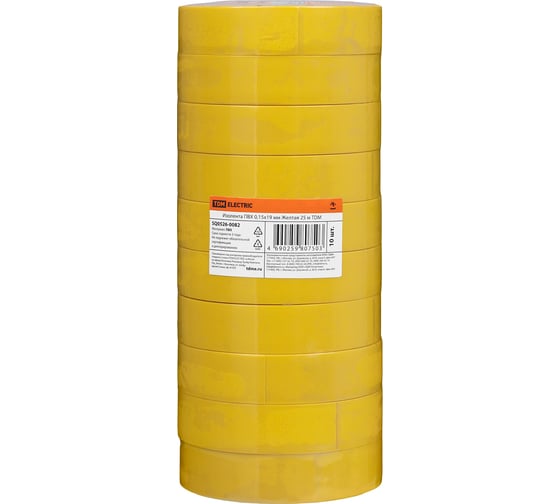 Изолента ПВХ TDM ELECTRIC 0,15x19 мм, Желтая, 25 м, 10 шт. TDM SQ0526-0082