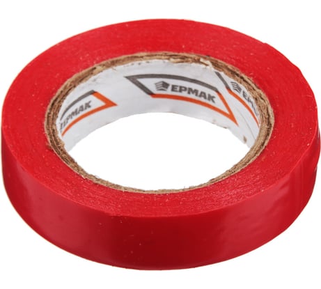 Изолента ЕРМАК ПВХ в/с, красная, шир. 15+-2 мм, 7,5 м, толщ. 0,2 мм 672-005