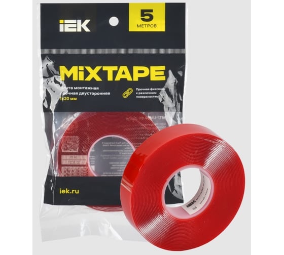 Лента монтажная IEK MIXTAPE PRO прочная, двусторонняя, 1x20 мм, 5 м MT7-LM30-01-20-05