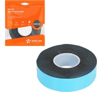 Лента двусторонняя клейкая (скотч) Airline 25мм*5м, акриловая вспененная основа, черная ADSA012