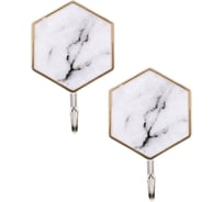 Крючки самоклеящиеся VETTA Белый мрамор, 2 шт, пластик, металл 440-376