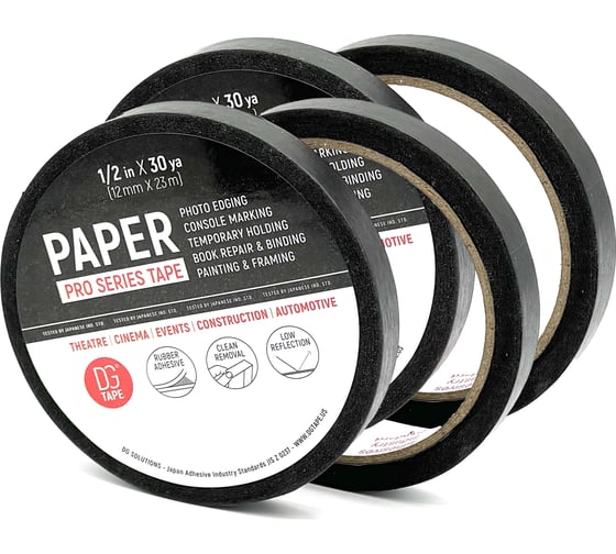 Клейкая лента бумажная черная DGTAPE Masking Tape Professional 12мм х 23м, набор 4 шт. MTP1223B4