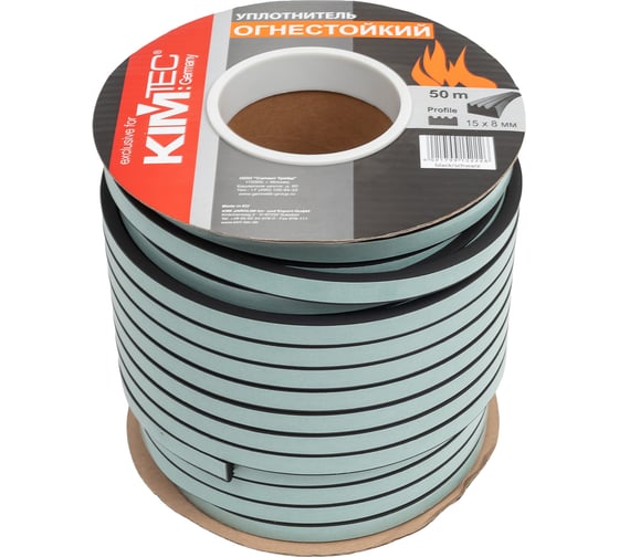 Уплотнитель KIM TEC SD-139N/4-850, 15х8 мм, огнестойкий, черный, 50 м 04-14-62 11592219