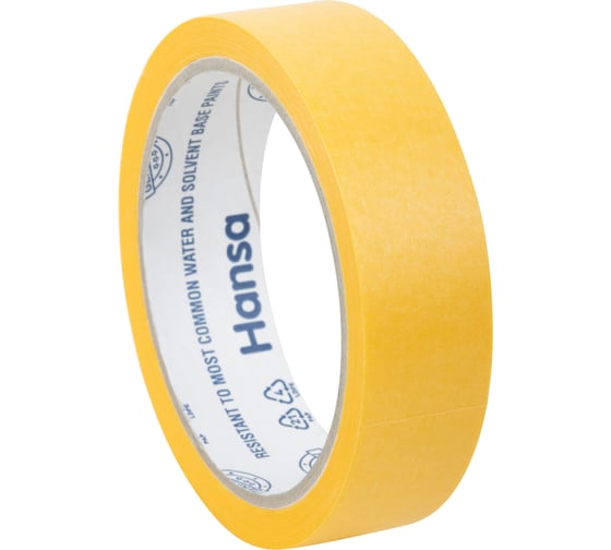 Малярная лента HANSA из японской бумаги Washi для точных краев, желтая, 25 мм x 25 м 701025