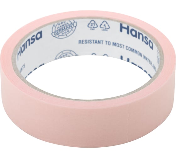Малярная лента HANSA из японской бумаги Washi для деликатных поверхностей, розовая, 25 мм 25 м 702525