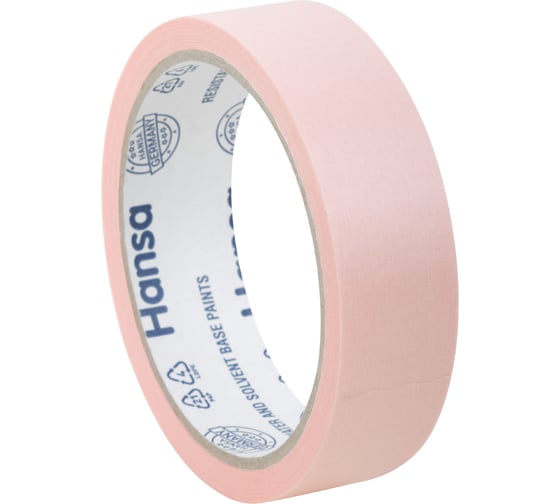 Малярная лента HANSA из японской бумаги Washi для деликатных поверхностей, розовая, 25 мм 25 м 702525