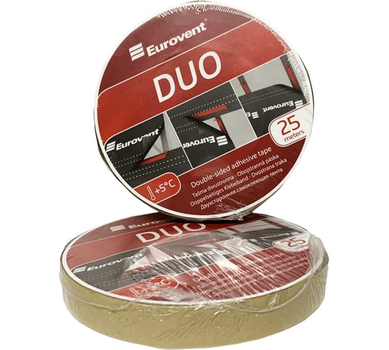 Двусторонняя клейкая лента Eurovent 20 мм, 25 м DUO