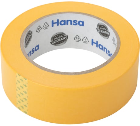 Малярная лента HANSA Professional из японской рисовой бумаги для точных краев, желтая, 38 мм x 50 м 701238