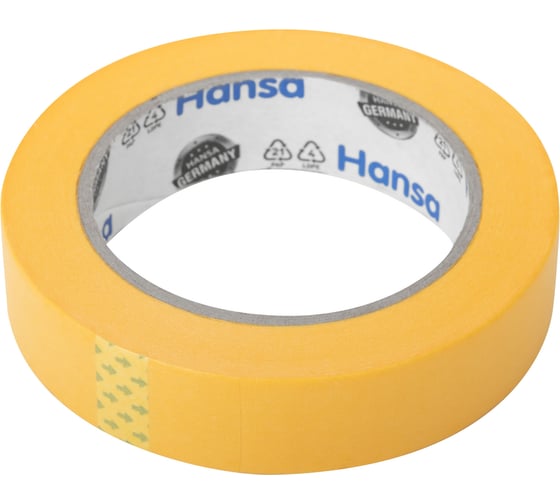 Малярная лента HANSA Professional из японской рисовой бумаги для точных краев, желтая, 25 мм x 50 м 701225