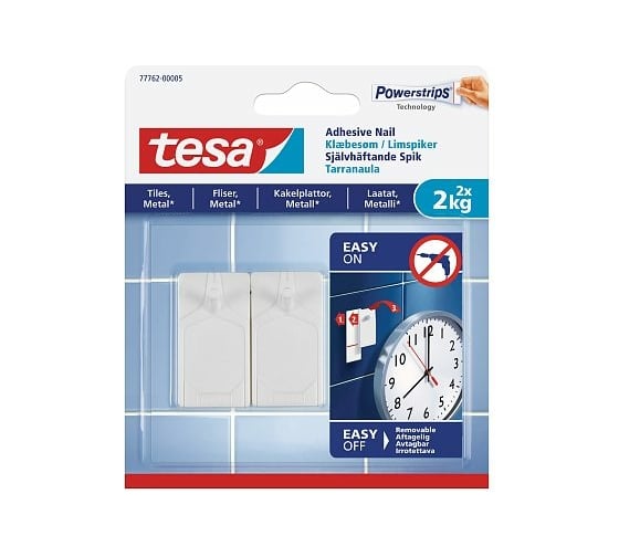 Cамоклеящиеся крючки для плитки и металла TESA до 2 кг, 2 шт. 77762-00005-00